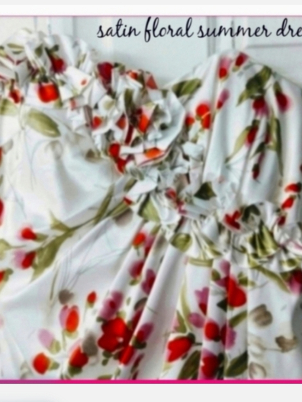 Maggie London formal satin summer floral strapless dress Pink Engagement - Picture 5 of 11